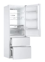 מקרר  3 דלתות האייר 483 ליטר Haier HTW7720DNGW זכוכית לבנה