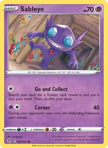 קלף בודד single פוקימון - sableye - Evolving Skies - 067/203
