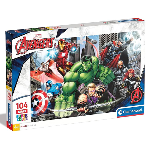 קלמנטוני -  פאזל 104 חלקים מקסי גיבורי על - Clementoni Avengers 23688