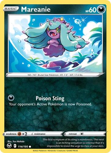 קלף בודד single פוקימון - mareanie - Silver Tempest - 114/195