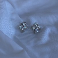 עגילי בר קריסטל | עגיל לכלה | עגיל פרח קריסטל