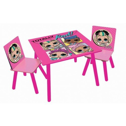 סט ישיבה שולחן + 2 כסאות מעץ לילדים | LOL | מק"ט 7290115901528 |  קפיץ קפוץ