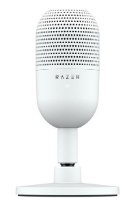 מיקרופון קונדנסר לגיימרים Razer Seiren V3 Mini – מיקרופון לבן עם לוגו Razer עומד על מעמד שולחני תואם Type-C