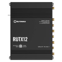 נתב סלולרי תעשייתי Teltonika RUTX12 – Bluetooth שם המוצר המלא נתב תעשייתי שחור המציג את הדגם RUTX12