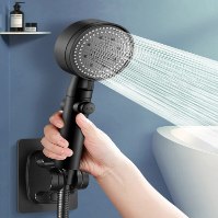 ראש מקלחת חסכוני להגברת לחץ המים ותושבת לתלייה ללא קידוח