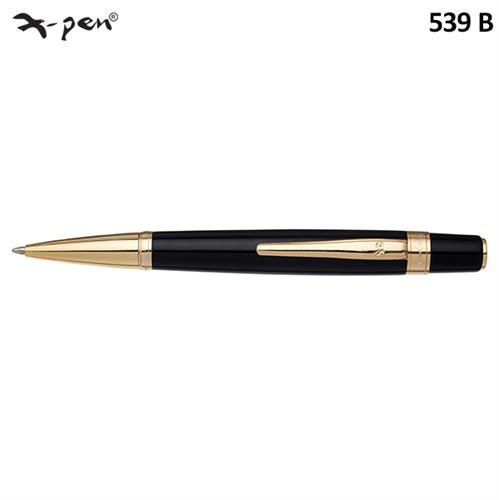 עט לורד כדורי שחור עם קליפס בציפוי 18K זהב   X-Pen LORD  דגם XP-539b-GP