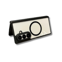 כיסוי עם מסגרת שלמה לסמסונג פולד FOLD 7 תומך Magsafe בצבע שחור שקוף