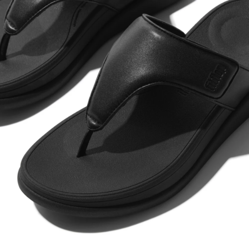 Fit Flop F-Mode Go Adjustable Flatform Toe Post Sandals All Black כפכפי נשים פיט פלופ שחור