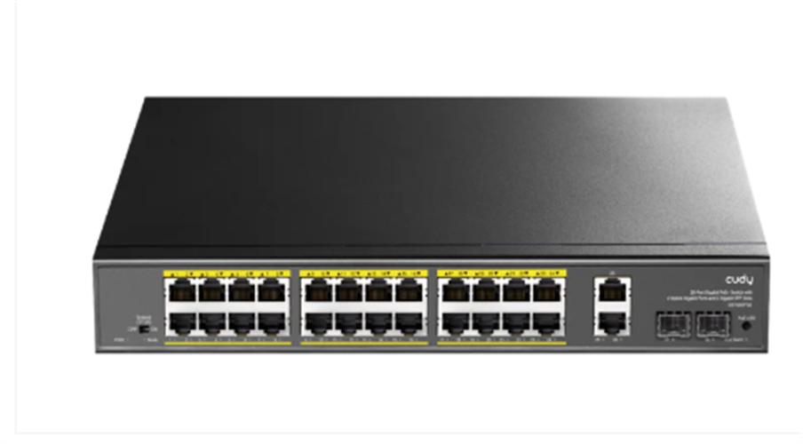 GS1026PS2 מתג PoE 24-GbE עם 2 Uplink GbE ו-2 Uplink SFP   CUDY