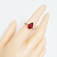 טבעת מכסף משובצת אבן זרקון צבע אדום RG1853 | תכשיטי כסף 925 | טבעות כסף