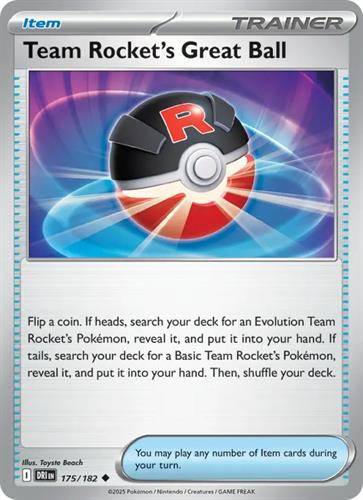 קלף בודד single פוקימון - team rocket's great ball - Destined Rivals - 175/182