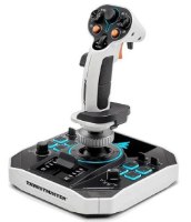 זוג בקרי טיסה Thrustmaster Sol-R 2 HOSAS Space Sim Duo PC – בקר טיסה בודד בצבעי לבן ושחור עם הדגשים כחולים