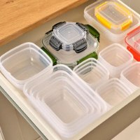 קופסאות אחסון למטבח | סט 5 קופסאות אחסון שקופות למטבח עם סוגר צבעוני | Lock and Fresh | אחסון אוכל |
