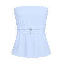BELTED STRAPLESS  TOP- LIGHT BLUE
