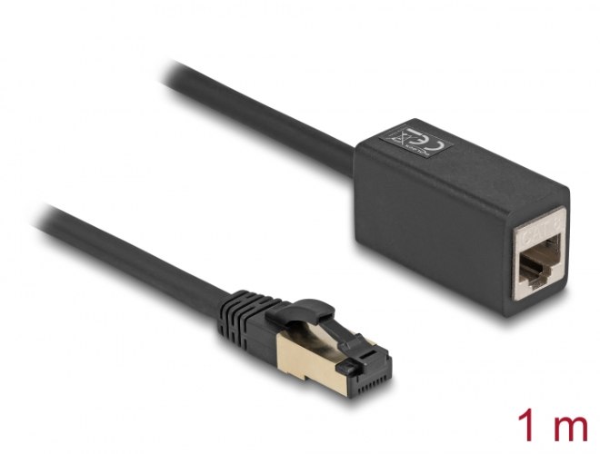 כבל מאריך Delock Network Extension Cable S/FTP RJ45 to RJ45 Cat.8.1 1 m