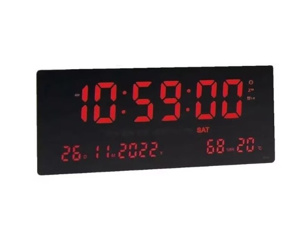 שעון קיר חשמלי דיגיטלי לד עם תאריך טמפרטורה ולחות אדום