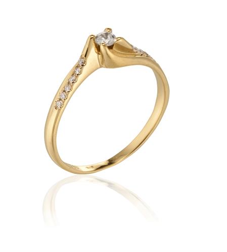 טבעת יהלום זהב בסגנון טוויסט 0.24 קראט