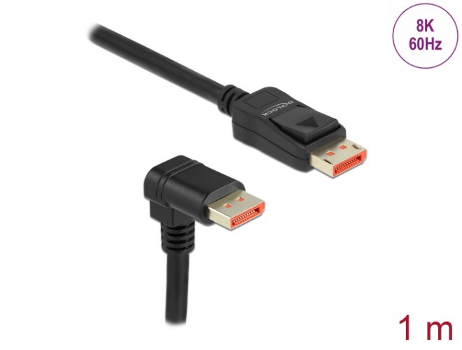 כבל מסך Delock DisplayPort 1.4 HDR Cable 90° Downwards angled 8K 60 Hz 1 m