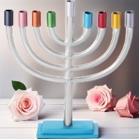 חנוכייה לנרות אלומיניום מהודרת עם קנים כסף נצנץ
