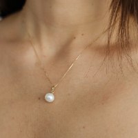 שרשרת זהב ותליון פנינה 9 ממ - AAA+
