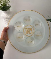 צלחת פסח מזכוכית עם הדפסה 35 ס"מ