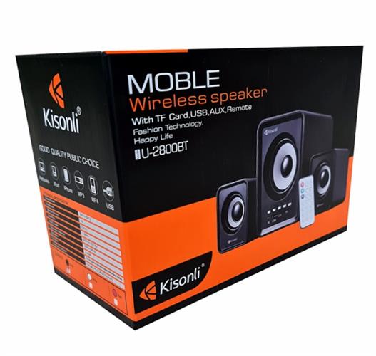 רמקולים למחשב 2.1 + בלוטוס + שלט - חברת Kisonli דגם U-2800BT