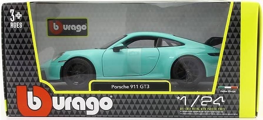 דגם מכונית בוראגו פורשה ירוק מנטה Bburago Porsche 911 GT3