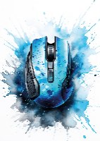 "Blue  Gaming.2" זוג תמונות מעוצבות לחדר נוער ילדים וגיימרים, תמונה של אוזניות ועכבר בצבע כחול