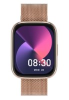 שעון חכם צבע זהב FitPro S4 – שעון חכם בצבע זהב עם רצועת רשת מציג תאריך