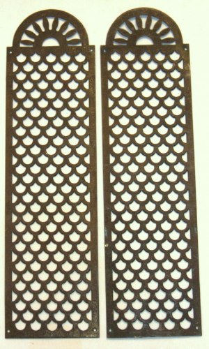זוג חוצצי מתכת עתיקים מברונזה דקורציה איטליה 1890