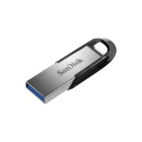 זיכרון נייד SanDisk Ultra Flair USB 3.0 256GB – פריט בודד כסוף עם חיבור USB כחול ולוגו SanDisk