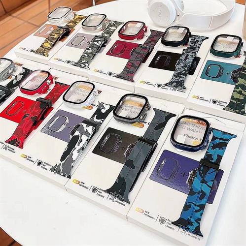 רצועת גומי קרבית משולבת מגן היקפי ל- Apple Watch 7/8/9 בקוטר 45mm