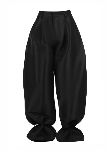 Black Taffeta Balloon Tie Pants