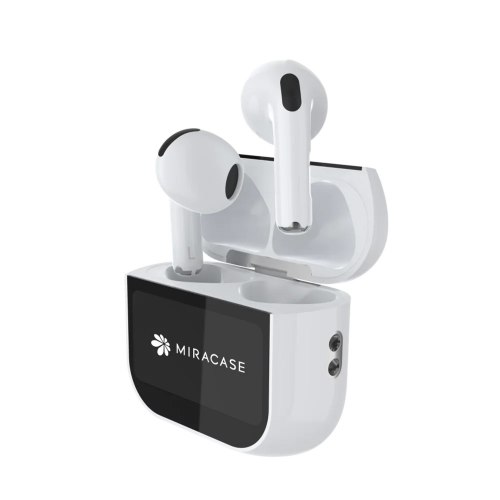אוזניות אלחוטיות Miracase MTWS190 עם Bluetooth 5.3, מיקרופון ומשטח מגע בצבע לבן