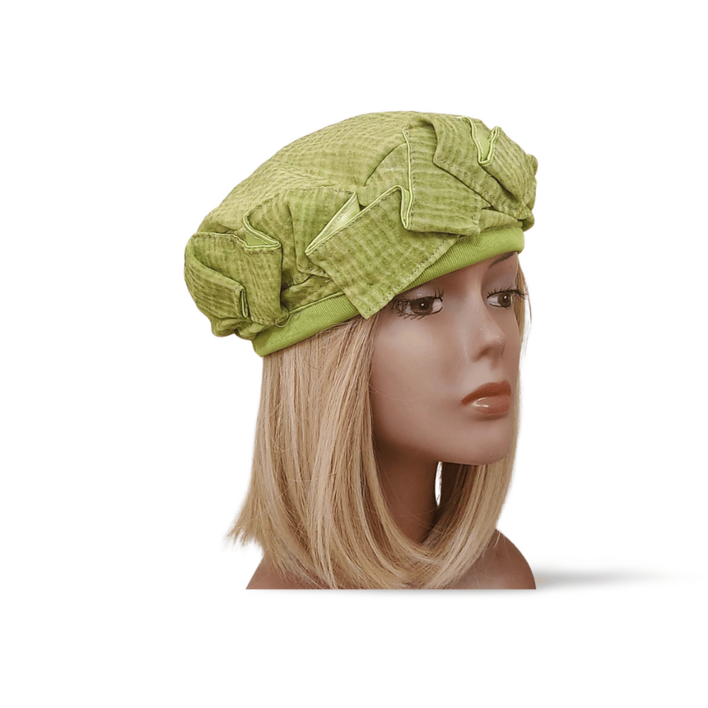 כובע ברט מעוצב כותנה אוריגמי - ירוק תפוח