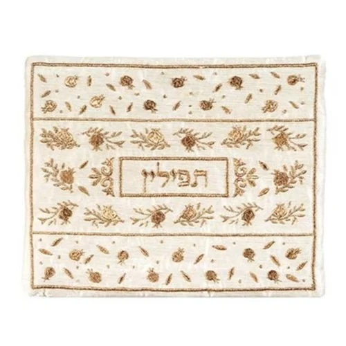 כיסוי תפילין רקמת מכונה רימונים מפוזר זהב