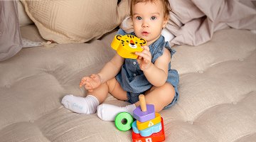 מגדל קוביות נמר מעץ לילדים 51154 מאת בית העץ