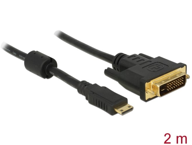 כבל מסך Delock Cable Mini HDMI Male To DVI 24+1 Male 2 m
