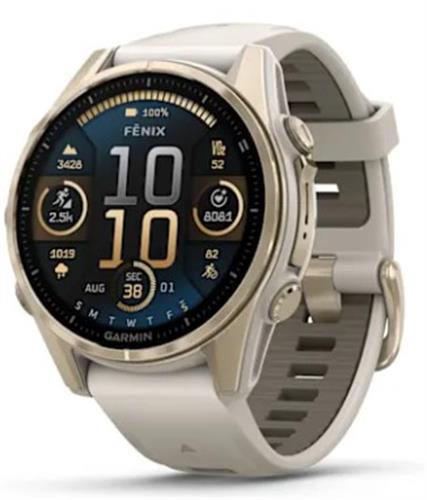 גרמין טקטיקס 8 Garmin Fenix 8 AMOLED Sapphire, Soft Gold with Fog Gray 43mm