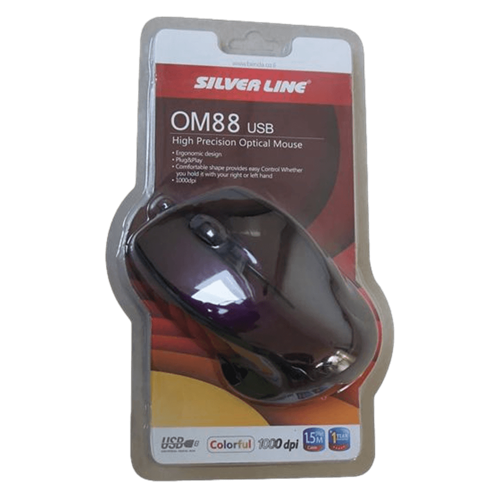עכבר חוטי Silver Line OM88 USB בצבע סגול