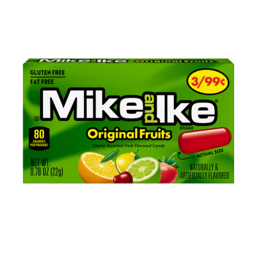 סוכריות ג'לי מייק&אייק בקופסא קטנה בטעמי פירות 🍓🍋🍊 22 גרם