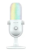 מיקרופון סטרימינג צבע לבן Razer Seiren V3 Chroma RGB – מיקרופון לבן בודד עם תאורת RGB צבעונית בחלקו העליון וכפתור עגול
