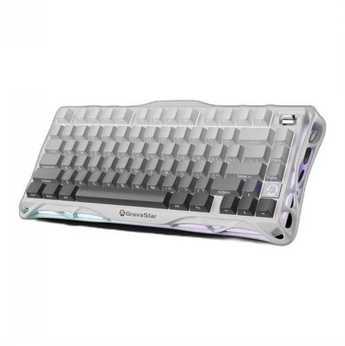 מקלדת גיימינג אלחוטית GravaStar Mercury K1 Gradient White - ללא חריטה בעברית
