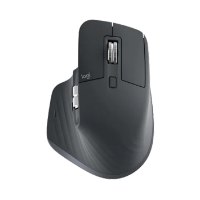 עכבר אלחוטי צבע שחור Logitech MX Master 3S Performance – פריט בודד בצבע אפור כהה מוצג בזווית עליונה על רקע לבן USB-C