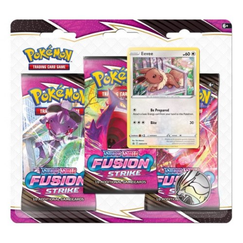 קלפי פוקימון בליסטר 3 בוסטרים Pokemon TCG: Sword & Shield Fusion Strike 3 Pack Blister EEVEE Promo