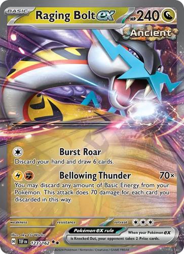 קלף בודד single פוקימון - raging bolt ex - Temporal Forces - 123/162