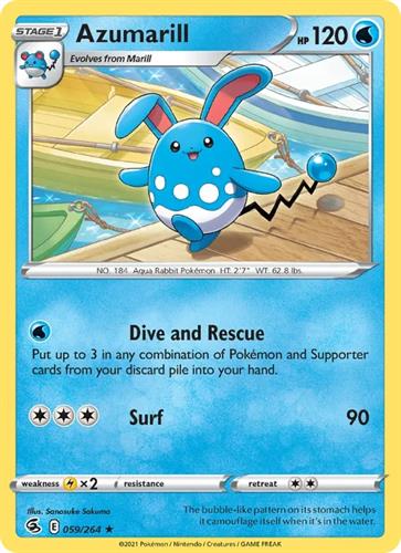 קלף בודד single פוקימון - azumarill - Fusion Strike - 059/264
