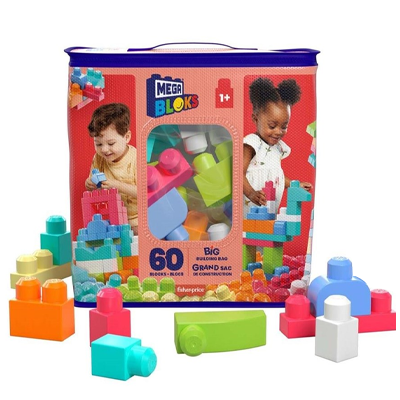 מגה בלוקס קלאסי - תיק ורוד 60 חלקים