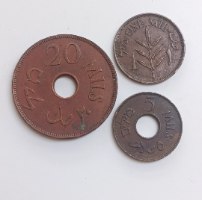 3 מטבעות מנדט | 20, 5 ו-1 מיל | שנים 1942-1946 | ברונזה