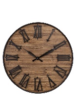 שעון קיר מעץ מלא ומתכת - מנצ'סטר 50 ס"מ